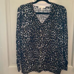 Michael Michael Kors Animal Print V Neck Sweater